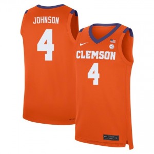 Clemson Tigers Butta Johnson #4 University Jersey | Elite Stitched Men's Basketball Orange 21498970