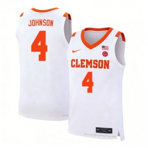Authentic Butta Johnson #4 Clemson White College Jersey | Premium Embroidery Men's Hoops Gear 82848863