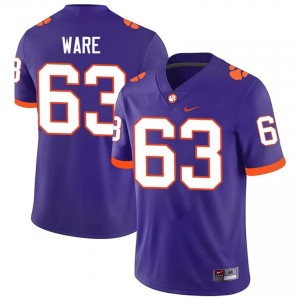 Clemson Tigers Easton Ware #63 University Jerseys|Jersey | Elite Stitched Men's Football Purple 19236137