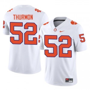 Authentic Elyjah Thurmon #52 Clemson Tigers White College Jerseys|Jersey | Premium Embroidery Men's Football Gear 50583129