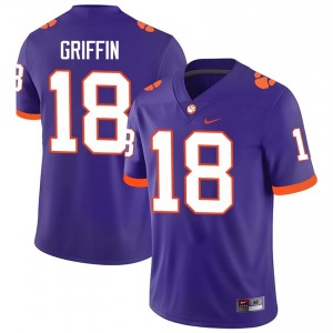 Men's Kylon Griffin Clemson Tigers #18 Football NCAA Jerseys|Jersey| Full Stitched Purple Edition 80854495