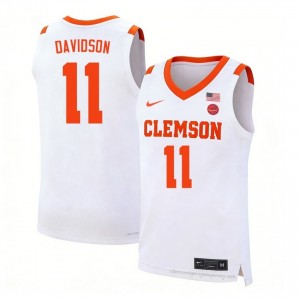 Men's Nick Davidson Clemson #11 Basketball NCAA Jersey| Full Stitched White Edition 27555388