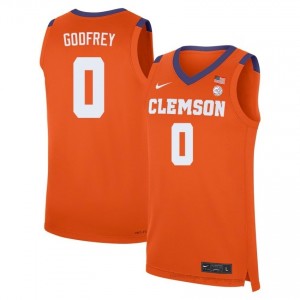 Clemson Tigers RJ Godfrey #0 University Jersey | Elite Stitched Men's Basketball Orange 29084337
