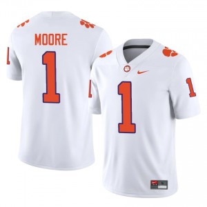 Men's T.J. Moore Clemson Tigers #1 Football NCAA Jerseys|Jersey| Full Stitched White Edition 71204933