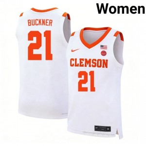 Women's Ace Buckner Clemson #21 Basketball NCAA Jersey| Full Stitched White Edition 75924754