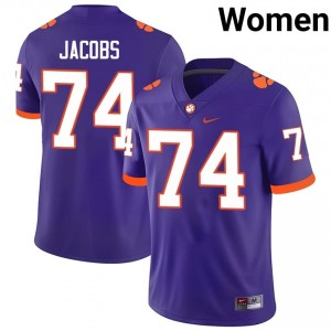 Authentic Brayden Jacobs #74 Clemson Tigers Purple College Jerseys|Jersey | Premium Embroidery Women's Football Gear 78783724