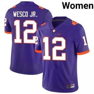 CFP Champs Bryant Wesco Jr. #12 University Jerseys|Jersey | Elite Stitched Women's Football Purple 64269497