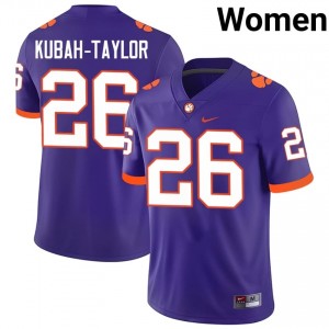 #26 C.J. Kubah-Taylor Clemson Tigers Jerseys|Jersey | Women's High School Football Purple Gameday Essential 18752781