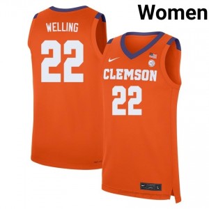 Clemson Tigers Carter Welling #22 University Jersey | Elite Stitched Women's Basketball Orange 11922536