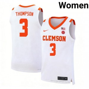 Clemson Chase Thompson #3 University Jersey | Elite Stitched Women's Basketball White 49931045
