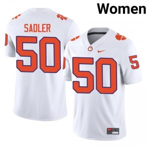 CFP Champs Collin Sadler #50 University Jerseys|Jersey | Elite Stitched Women's Football White 89008261