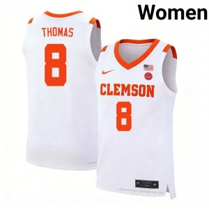 Authentic Dallas Thomas #8 Clemson White College Jersey | Premium Embroidery Women's Hoops Gear 59375441