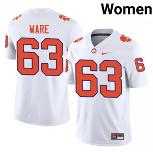 Women's Easton Ware Clemson #63 Football NCAA Jerseys|Jersey| Full Stitched White Edition 84792189
