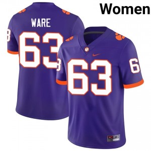 Easton Ware #63 Clemson Football Women's Player Jerseys|Jersey | The Ultimate Tiger Purple 58311609