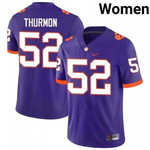Clemson Tigers Elyjah Thurmon #52 University Jerseys|Jersey | Elite Stitched Women's Football Purple 76331037