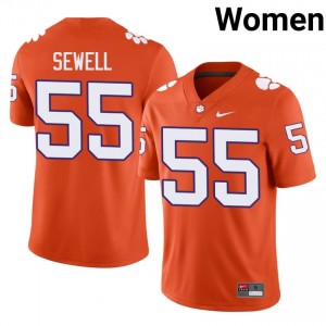 Women's Harris Sewell Clemson Tigers #55 Football NCAA Jerseys|Jersey| Full Stitched Orange Edition 59769613