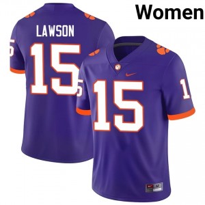 Women's Jahiem Lawson Clemson #15 Football NCAA Jerseys|Jersey| Full Stitched Purple Edition 37516736