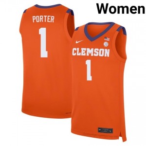 Authentic Jestin Porter #1 Clemson Tigers Orange College Jersey | Premium Embroidery Women's Hoops Gear 88041212