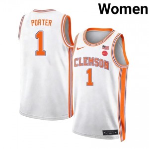Jestin Porter #1 Clemson Team Basketball Women's Player Jersey | The Ultimate Tiger White 79715665