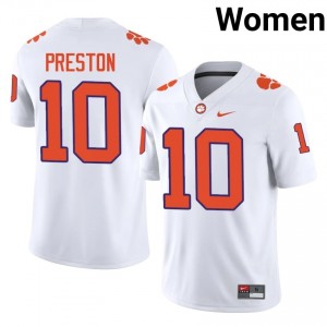 Authentic Juju Preston #10 Clemson Tigers White College Jerseys|Jersey | Premium Embroidery Women's Football Gear 80031357