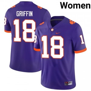 Clemson Tigers Kylon Griffin #18 University Jerseys|Jersey | Elite Stitched Women's Football Purple 15737436