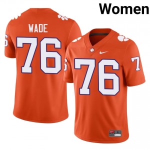 Women's Mason Wade Clemson Tigers #76 Football NCAA Jerseys|Jersey| Full Stitched Orange Edition 37046509