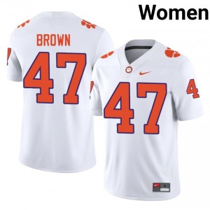Women's Sammy Brown Clemson Tigers #47 Football NCAA Jerseys|Jersey| Full Stitched White Edition 62308275