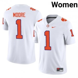 Clemson Tigers T.J. Moore #1 University Jerseys|Jersey | Elite Stitched Women's Football White 24770460