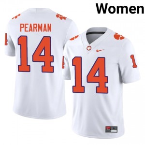 Women's Trent Pearman Clemson Tigers #14 Football NCAA Jerseys|Jersey| Full Stitched White Edition 67133966