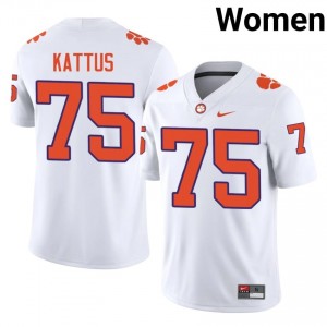 #75 Tucker Kattus Clemson Tigers Jerseys|Jersey | Women's High School Football White Gameday Essential 70310479
