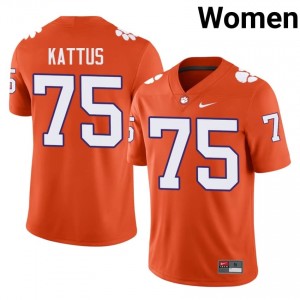 Tucker Kattus #75 Clemson Football Women's Player Jerseys|Jersey | The Ultimate Tiger Orange 22821052