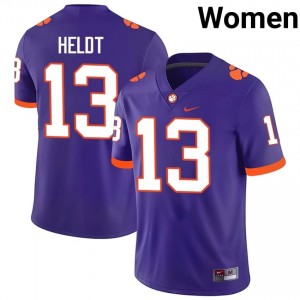 #13 Will Heldt Clemson Tigers Jerseys|Jersey | Women's High School Football Purple Gameday Essential 71707083