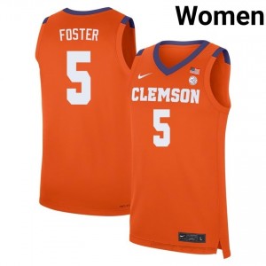 Authentic Zac Foster #5 Clemson Tigers Orange College Jersey | Premium Embroidery Women's Hoops Gear 97533562