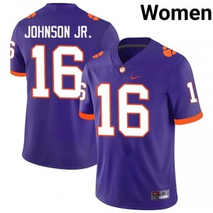 Clemson Tigers Chris Johnson Jr. #16 University Jerseys|Jersey | Elite Stitched Women's Football Purple 99814099