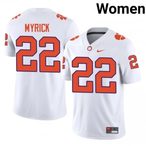 Women's Corey Myrick Clemson #22 Football NCAA Jerseys|Jersey| Full Stitched White Edition 83641029