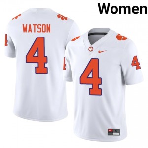 Authentic Deshaun Watson #4 Clemson Tigers White College Jerseys|Jersey | Premium Embroidery Women's Football Gear 55989756