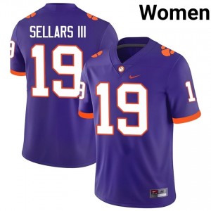 #19 Gordon Sellars III Clemson Jerseys|Jersey | Women's High School Football Purple Gameday Essential 36606169