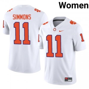 Authentic Isaiah Simmons #11 Clemson Tigers White College Jerseys|Jersey | Premium Embroidery Women's Football Gear 85609630