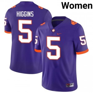 Authentic Tee Higgins #5 Clemson Tigers Purple College Jerseys|Jersey | Premium Embroidery Women's Football Gear 26150224