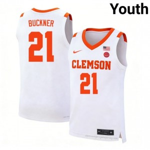 Clemson Ace Buckner #21 University Jersey | Elite Stitched Youth Basketball White 57187370