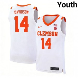 Youth Blake Davidson Clemson #14 Basketball NCAA Jersey| Full Stitched White Edition 37729423