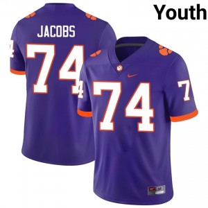 #74 Brayden Jacobs Clemson Tigers Jerseys|Jersey | Youth High School Football Purple Gameday Essential 66118168