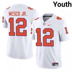 Youth Bryant Wesco Jr. Clemson Tigers #12 Football NCAA Jerseys|Jersey| Full Stitched White Edition 67920059