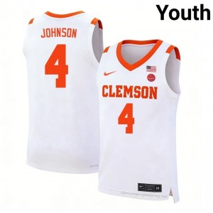 Youth Butta Johnson Clemson #4 Basketball NCAA Jersey| Full Stitched White Edition 50829098