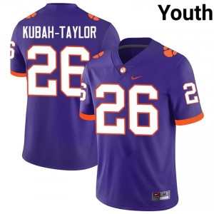 Youth C.J. Kubah-Taylor Clemson Tigers #26 Football NCAA Jerseys|Jersey| Full Stitched Purple Edition 93347884