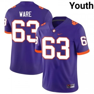 Authentic Easton Ware #63 Clemson Purple College Jerseys|Jersey | Premium Embroidery Youth Football Gear 36152449