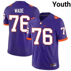 Youth Mason Wade Clemson #76 Football NCAA Jerseys|Jersey| Full Stitched Purple Edition 43392530