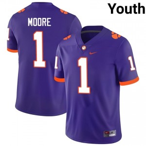 #1 T.J. Moore Clemson Tigers Jerseys|Jersey | Youth High School Football Purple Gameday Essential 51001153