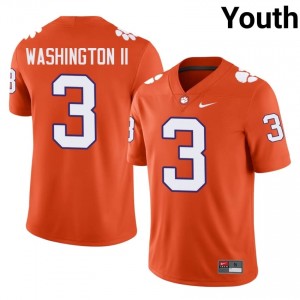 Youth Elliot Washington II Clemson Tigers #3 Football NCAA Jerseys|Jersey| Full Stitched Orange Edition 86513979