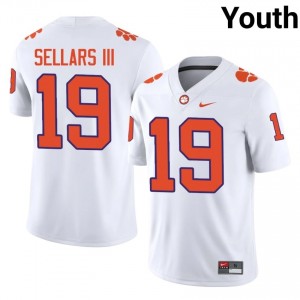 Authentic Gordon Sellars III #19 Clemson Tigers White College Jerseys|Jersey | Premium Embroidery Youth Football Gear 91099696